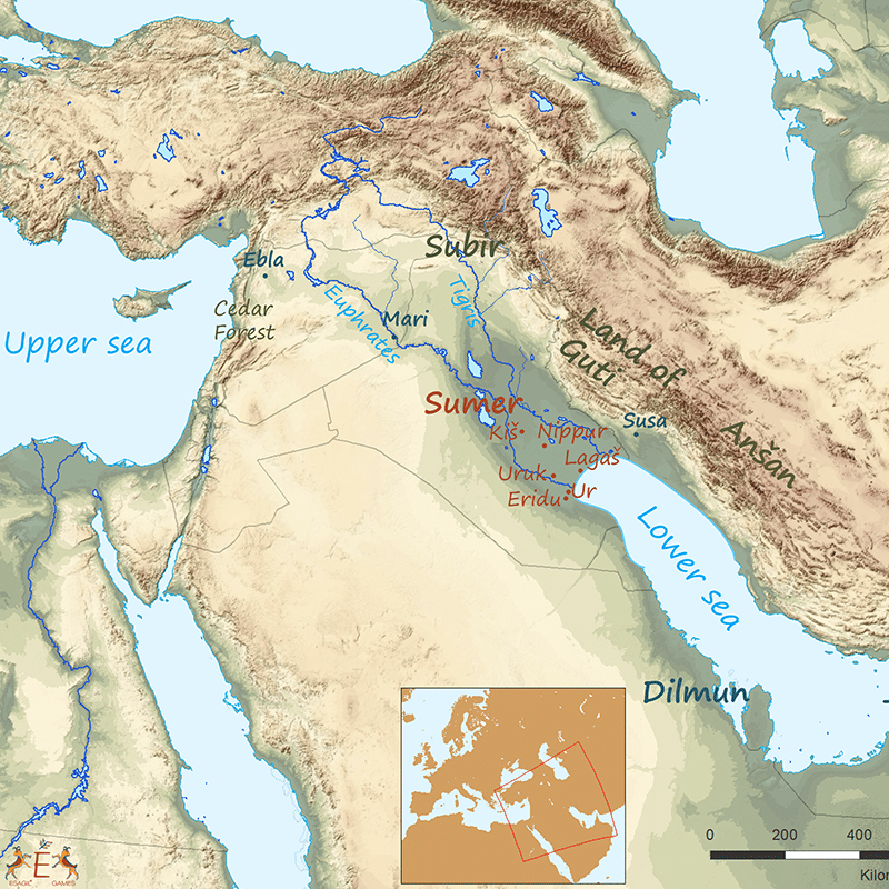 Map of the Ancient Near East in the third millennium BC.